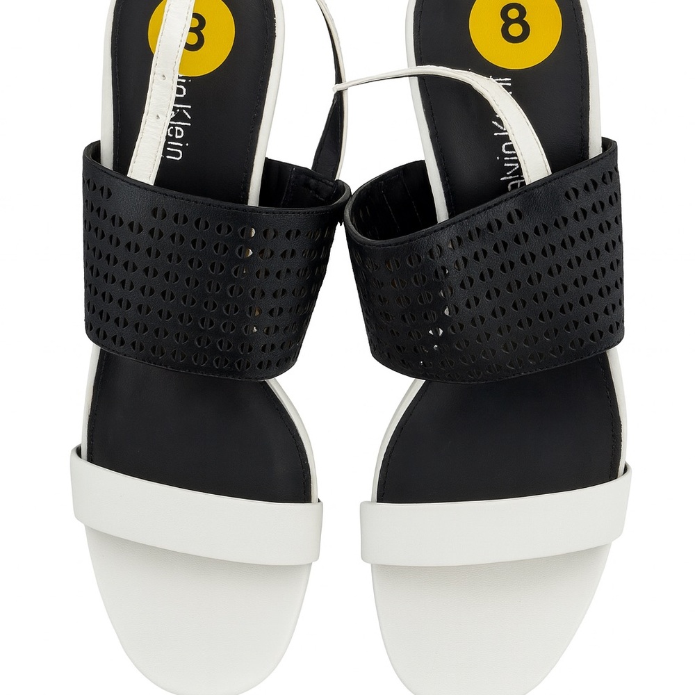 Calvin Klein Black and White Perforated Sandals